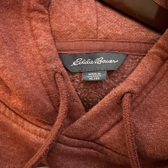 Eddie Bauer Mountain Graphic Hoodie Rust Pullover Sweatshirt XL - Picture 3 of 3